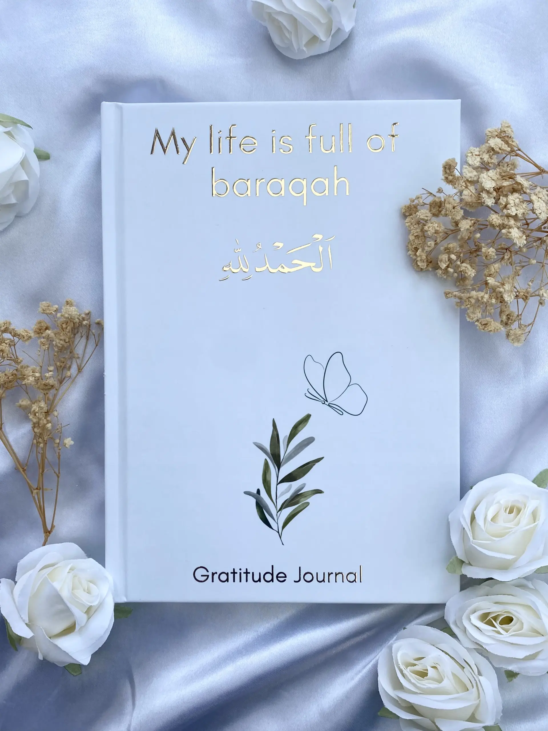 A premium guided gratitude journal designed to help you reflect on blessings, track daily achievements, and grow in faith. Includes prompts for reflection, dua, and acts of kindness.